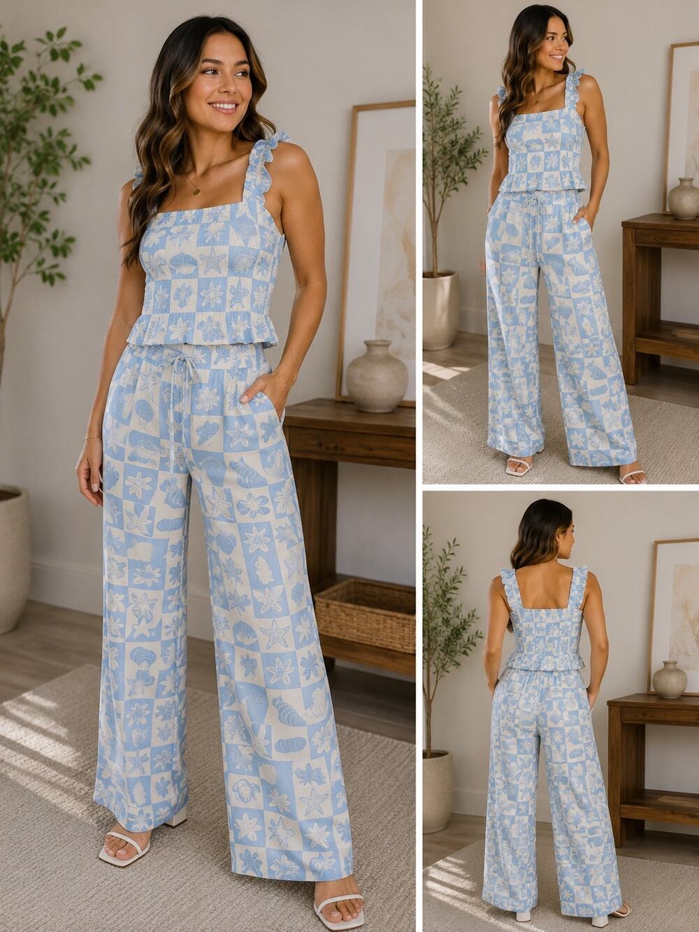 Seaside Smocked Two-Piece Set